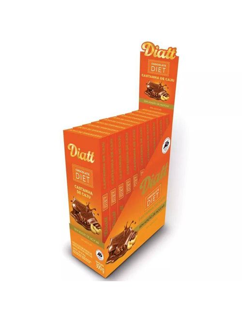 Tablete de Chocolate com Castanha de Caju Diet 25g c/12 - Diatt