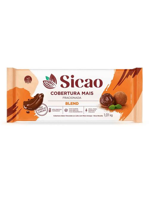 Barra Chocolate Cobertura Mais Fácil Blend 1,01kg - Sicao