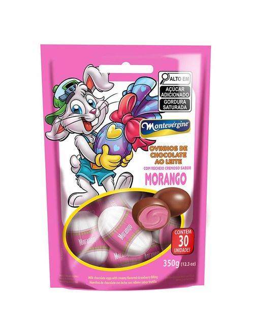 Ovinhos de Chocolate Recheio Morango 350g - Montevérgine