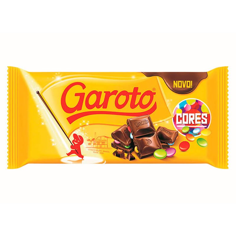 Tablete de Chocolate Confeitos Cores 90g - Garoto - Doce Malu