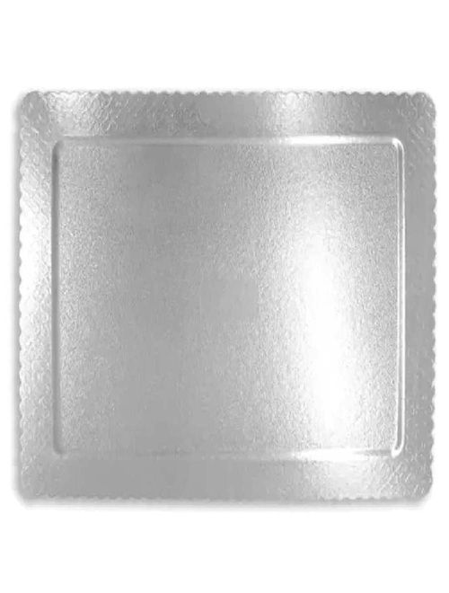 Prato Plano Cake Board Prata Quadrado 32cm - Ultrafest