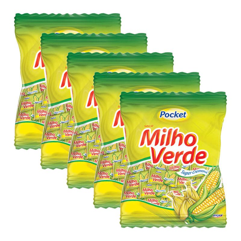 Kit-5-Balas-Pocket-Milho-Verde-500g---Riclan