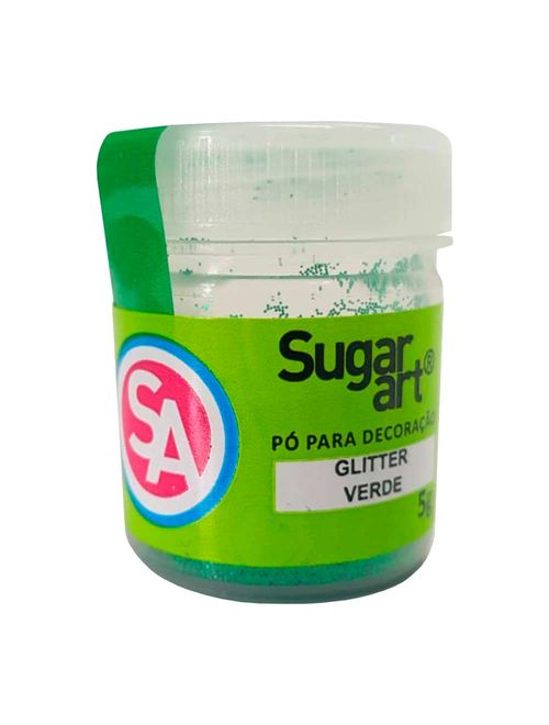 Pó para Decoração Glitter Verde Comestível 5g - Sugar Art