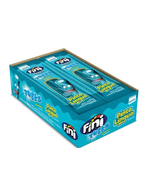 Mini Bala de Gelatina Tubes Framboesa Pinta Lingua c/12 - Fini