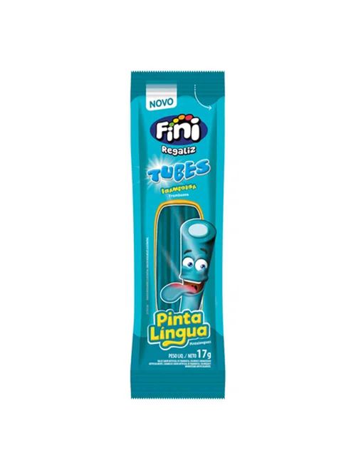 Mini Bala de Gelatina Tubes Framboesa Pinta Lingua c/12 - Fini