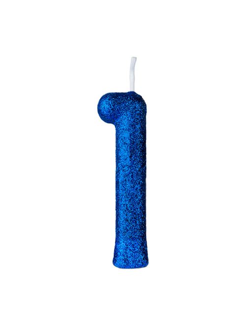 Vela de Aniversário Cintilante Azul Nº 1 - Regina