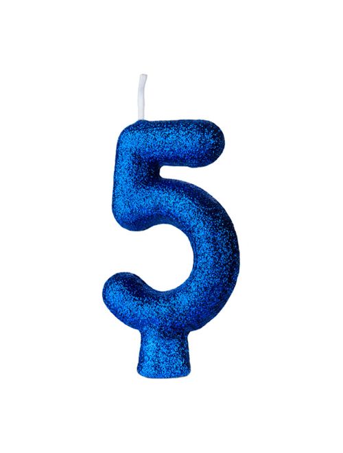 Vela de Aniversário Cintilante Azul Nº 5 - Regina