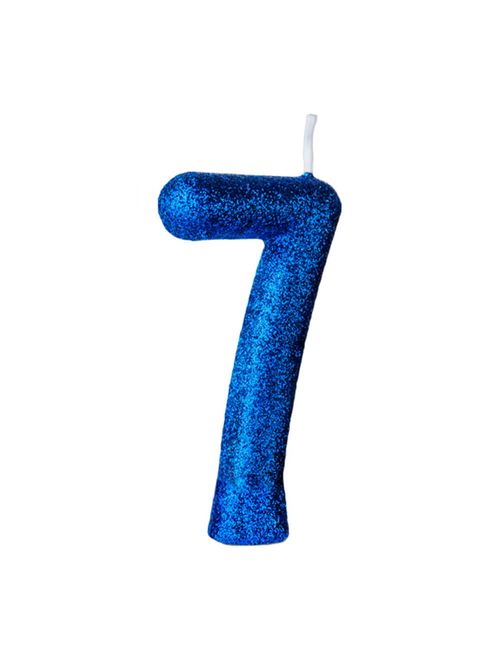 Vela de Aniversário Cintilante Azul Nº 7 - Regina