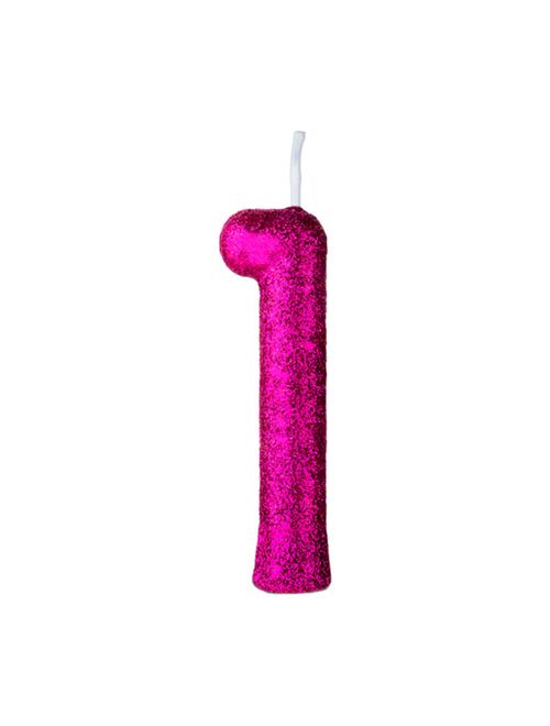 Vela de Aniversário Cintilante Pink Nº 1 - Regina