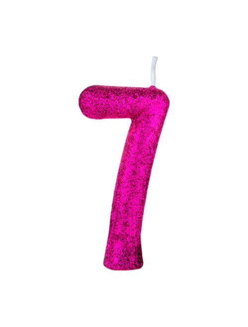Vela de Aniversário Cintilante Pink Nº 7 - Regina
