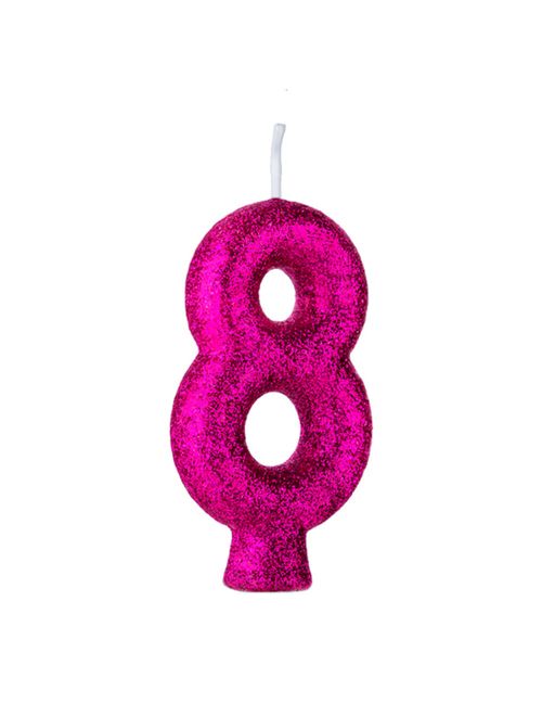 Vela de Aniversário Cintilante Pink Nº 8 - Regina
