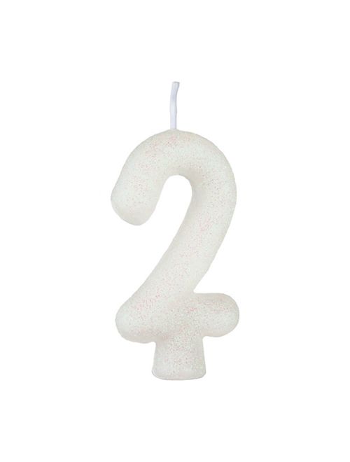 Vela de Aniversário Cintilante Branco Nº 2 - Regina