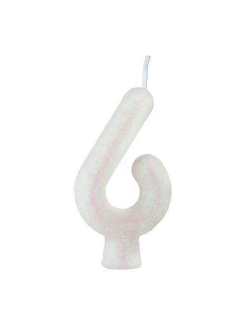Vela de Aniversário Cintilante Branco Nº 6 - Regina