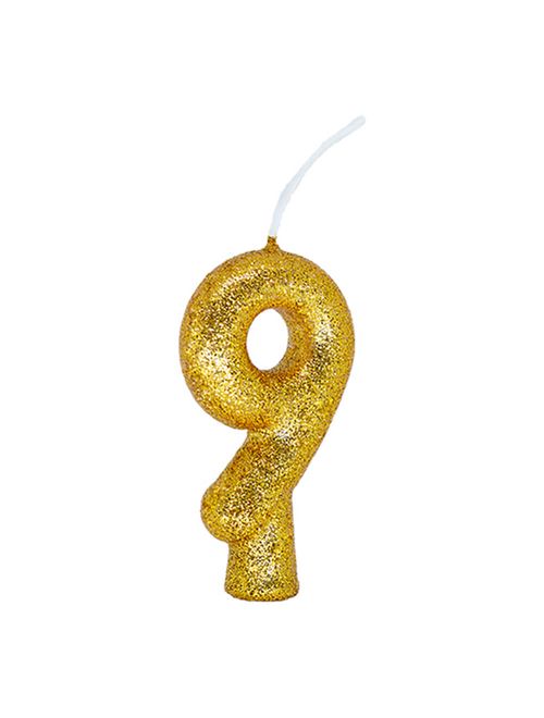 Vela de Aniversário Cintilante Dourado Nº 9 - Regina