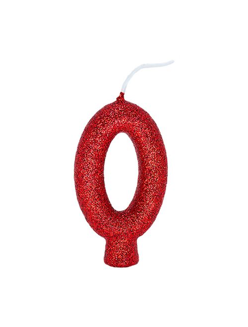 Vela de Aniversário Cintilante Vermelho Nº 0 - Regina