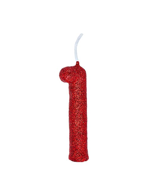 Vela de Aniversário Cintilante Vermelho Nº 1 - Regina