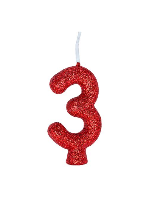 Vela de Aniversário Cintilante Vermelho Nº 3 - Regina