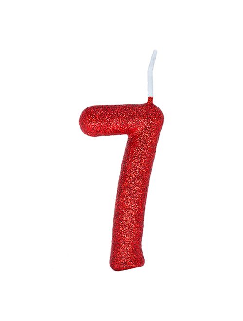 Vela de Aniversário Cintilante Vermelho Nº 7 - Regina