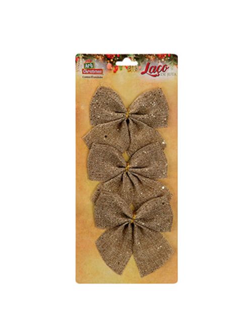 Enfeite de Natal Laço Juta Brilho c/3 - Art Christmas