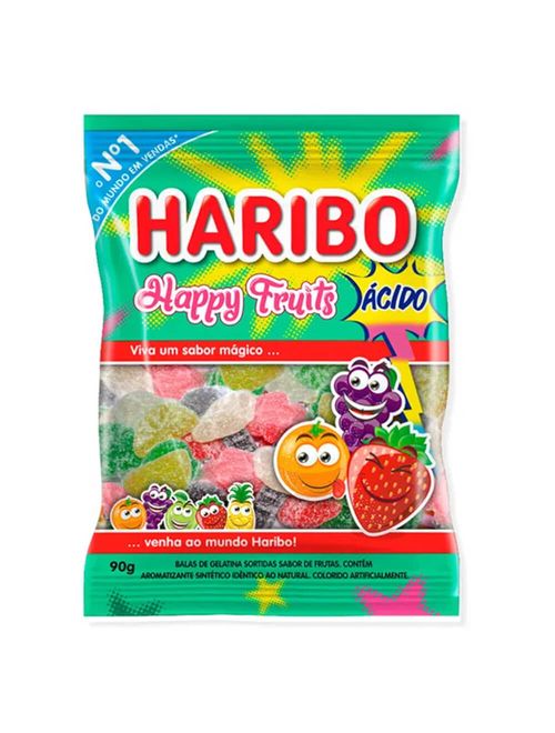 Bala de Goma Happy Fruits Ácido 90g - Haribo