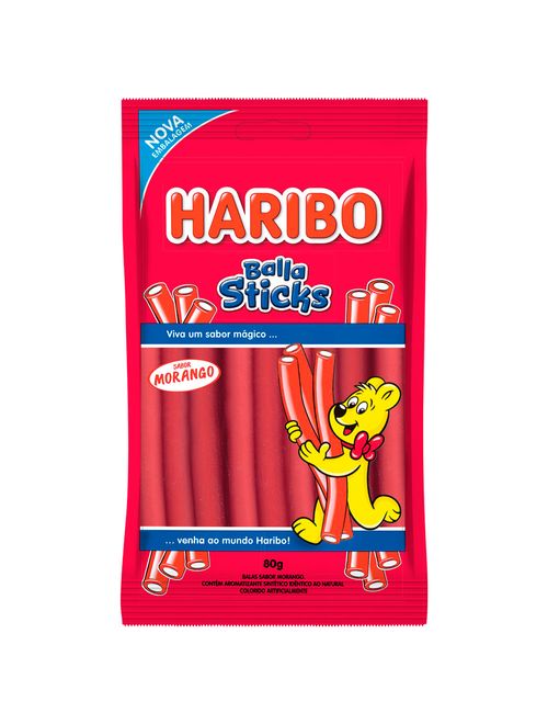 Bala de Gelatina Sticks Morango Doce 80g - Haribo