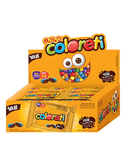 Confeito Chocolate Coloreti 18g c/24 - Jazam