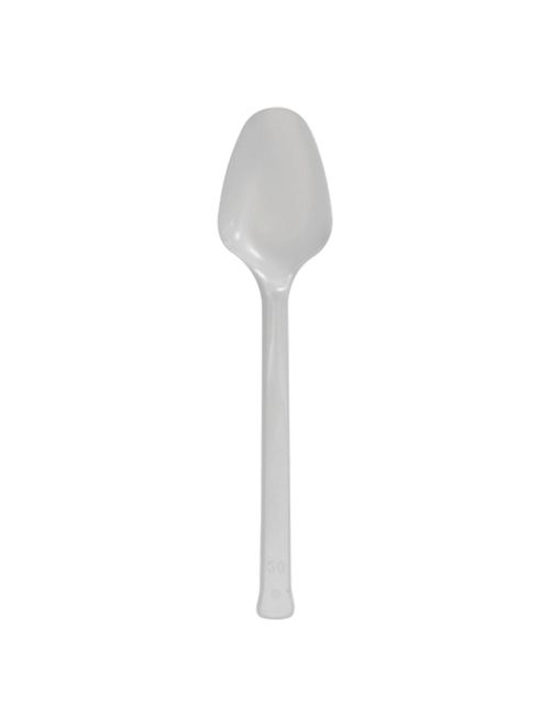Colher Sobremesa Branca Biodegradável c/50 - Silver Plastic