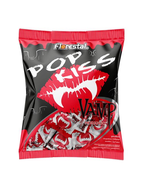 Pirulito Pop Kiss Vamp Morango 500g - Boavistense