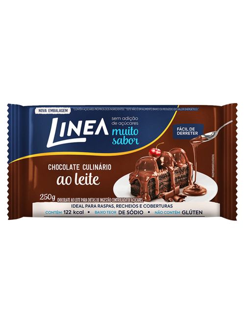 Barra Chocolate Ao Leite Zero Açúcar 250g - Linea