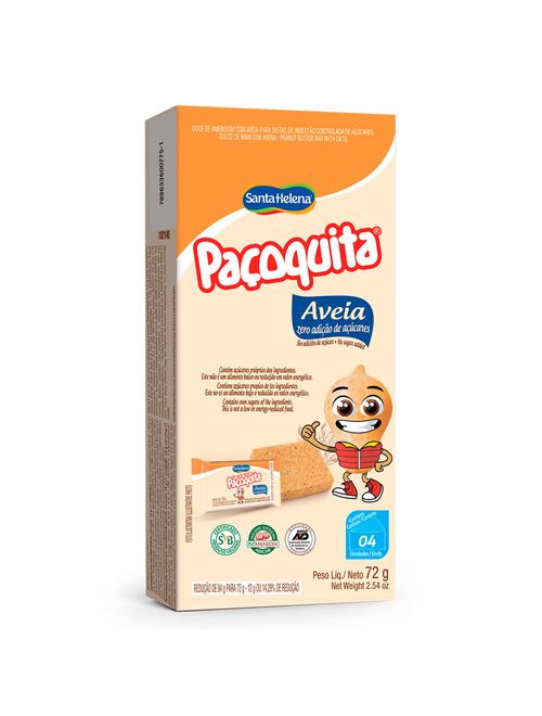 Paçoca Aveia Zero Açúcar Paçoquita c/4 - Santa Helena