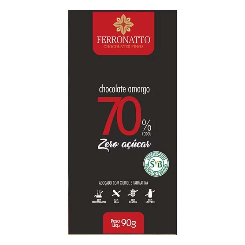 Tablete-de-Chocolate-Amargo-70--Cacau-Zero-Acucar-90g----Ferronatto