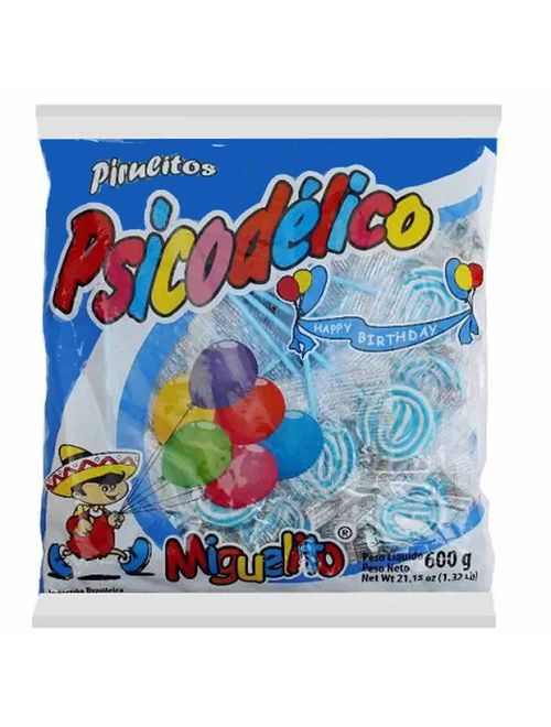 Pirulito Psicodélico Azul e Branco 600g - Miguelito