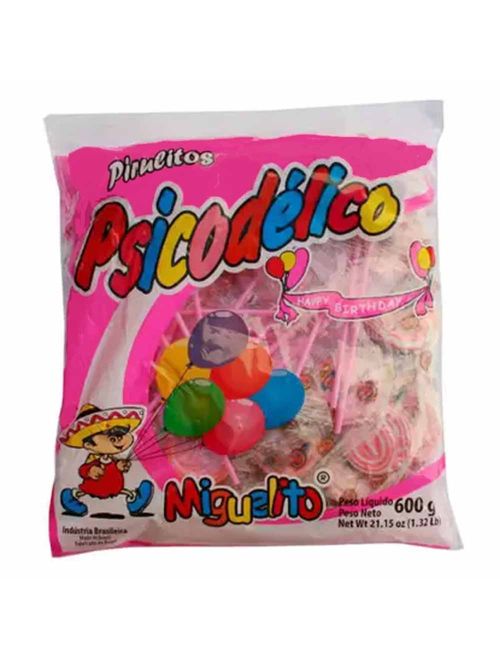 Pirulito Psicodélico Rosa e Branco 600g - Miguelito