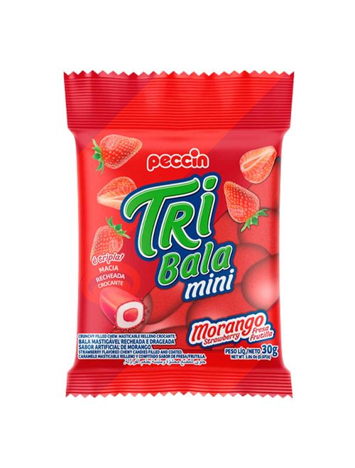 Mini Bala Tribala Recheada Morango c/12 - Peccin