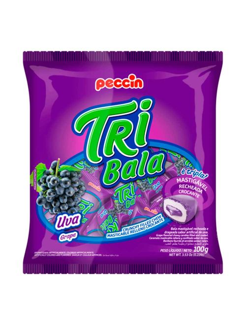Bala Tribala Recheada Uva 100g - Peccin