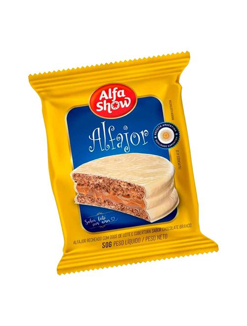 Alfajor Chocolate Branco Recheio Doce de Leite c/3 - Alfa Show