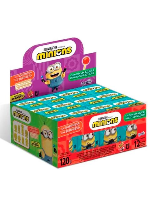 Toy Box Pirulito Minions Sem Açúcar com Surpresa 10g c/12 - Bazooka