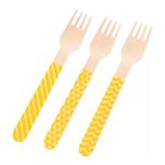 Garfo-Madeira-Decorado-Amarelo-c-10---Silver-Plastic