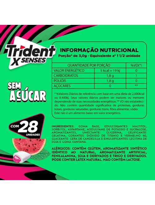 Goma de Mascar Trident X-Senses Melancia Mint - Adams