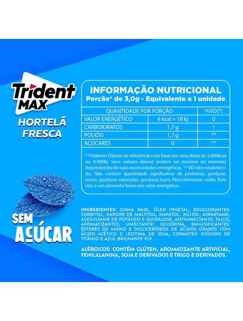 Goma de Mascar Trident Max Hortelã - Adams
