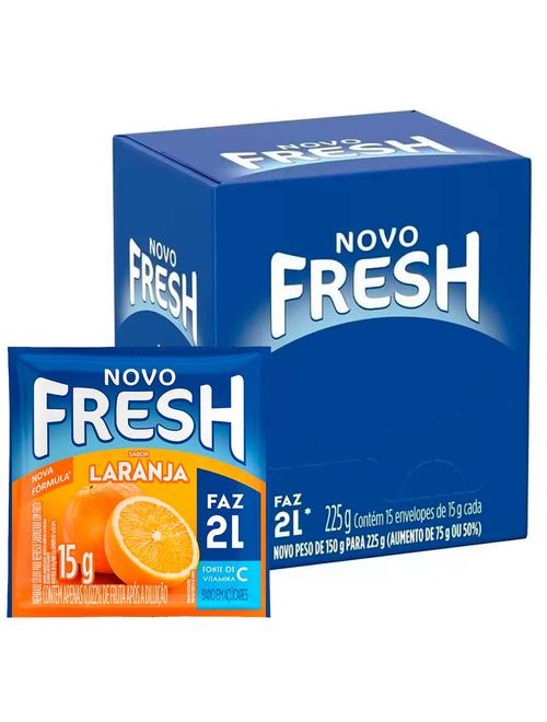 Refresco em Pó Sabor Laranja 15g c/15 - Fresh
