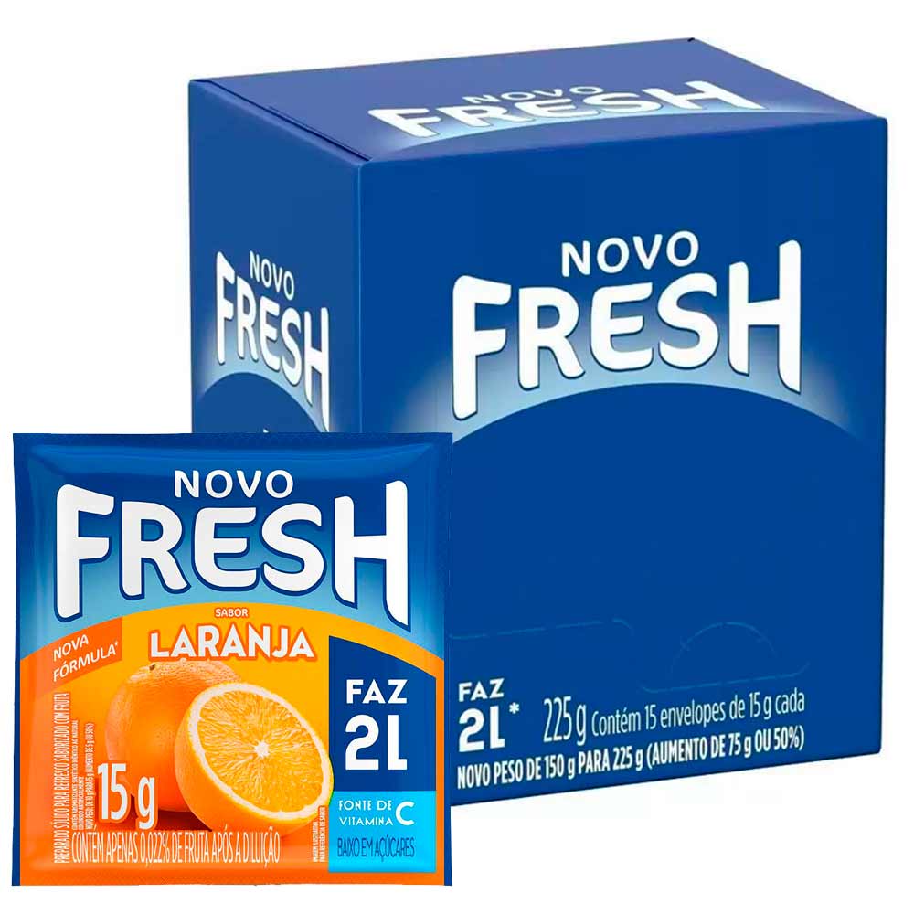 Refresco em Pó Sabor Laranja 15g c/15 - Fresh - Doce Malu