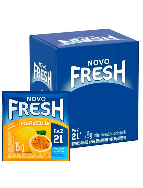 Refresco em Pó Sabor Maracujá 15g c/15 - Fresh