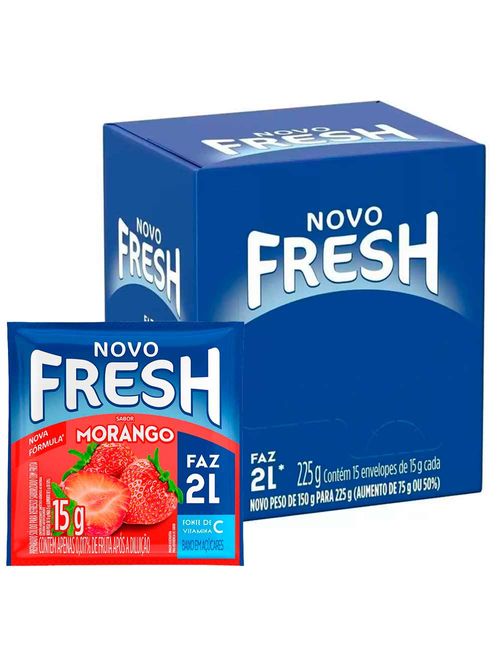 Refresco em Pó Sabor Morango 15g c/15 - Fresh