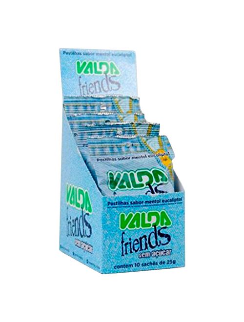Pastilha Friends Sem Açúcar Mentol e Eucaliptol 25g c/10 - Valda