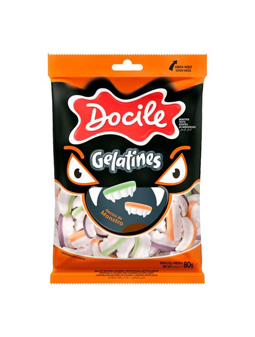 Bala de Gelatina Dentes de Monstro Gelatines 80g - Docile