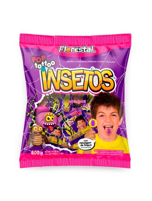 Pirulito Pop Tattoo Insetos 400g - Florestal