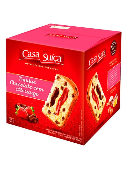 Panettone de Fondue de Chocolate com Morango 500g - Casa Suíça