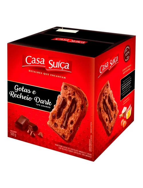 Panettone de Gotas e Recheio Dark 500g - Casa Suíça