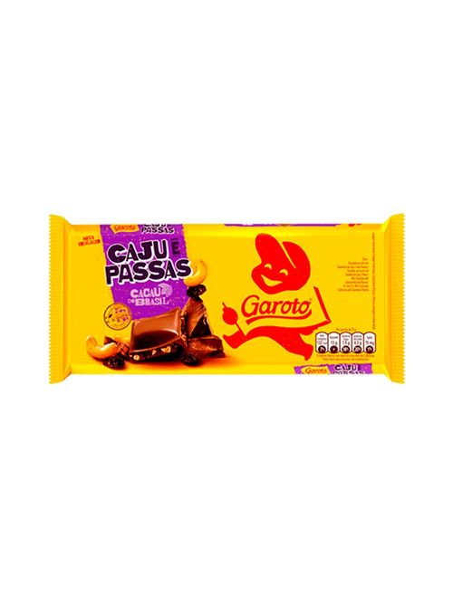Chocolate com Caju e Passas 80g - Garoto